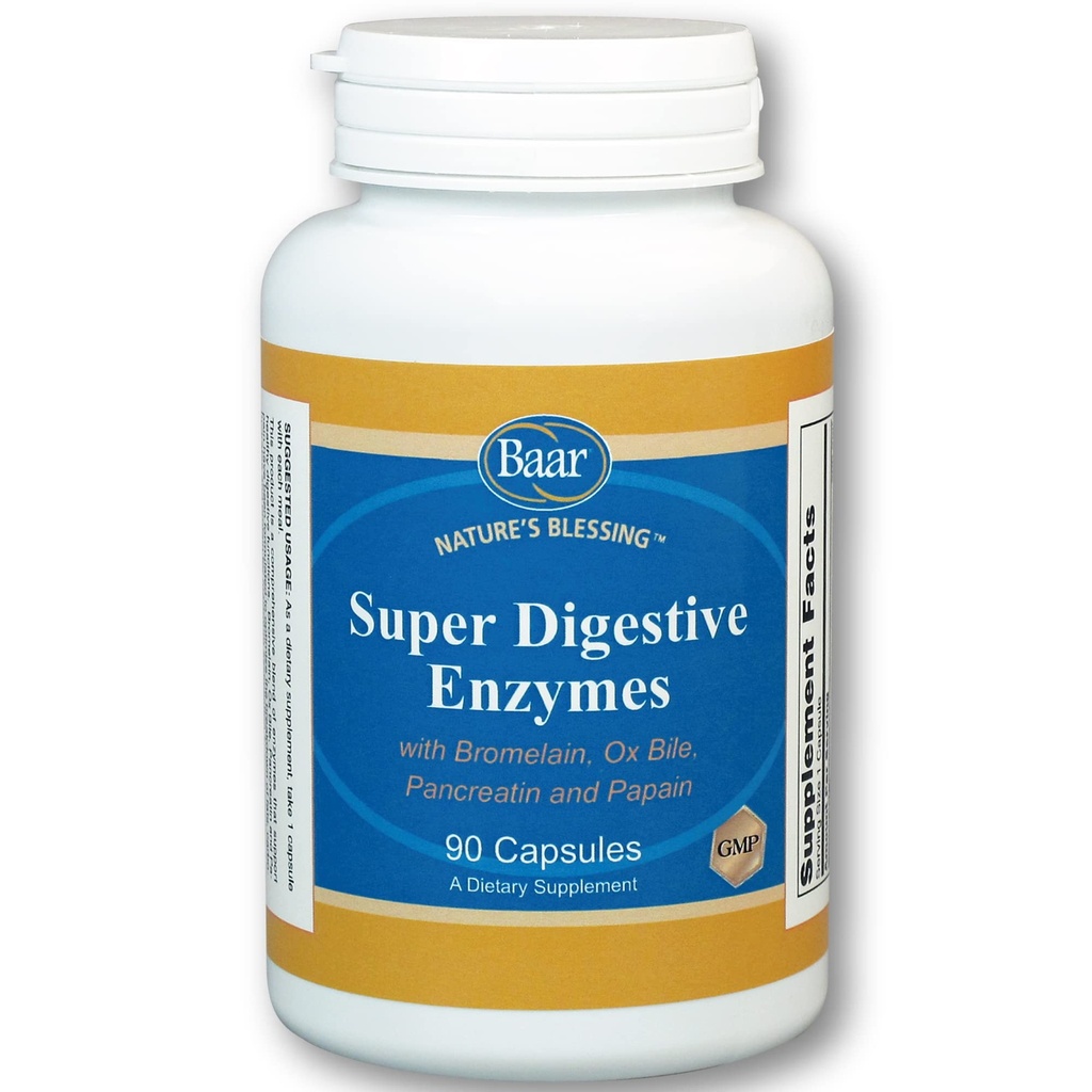 Baar Super Digestive Enzymes Capsules with Bromelain Pancreatin, 90 Count | Comprehensive Enzyme Blend, Supports Digestion Of Fats Carbs And Protein