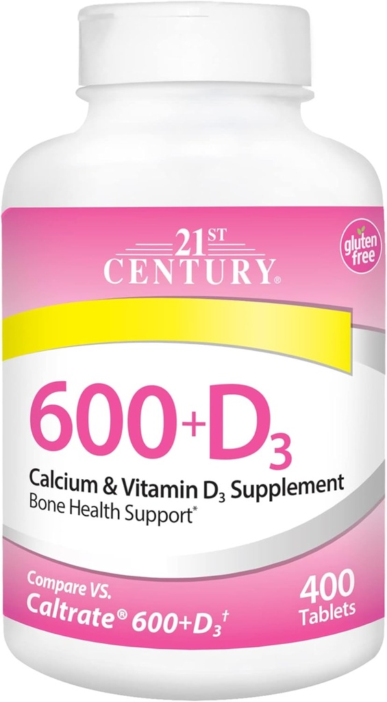 21st Century Calcium Plus D Συμπληρωματικό δισκίο, 600 mg, 400 Count