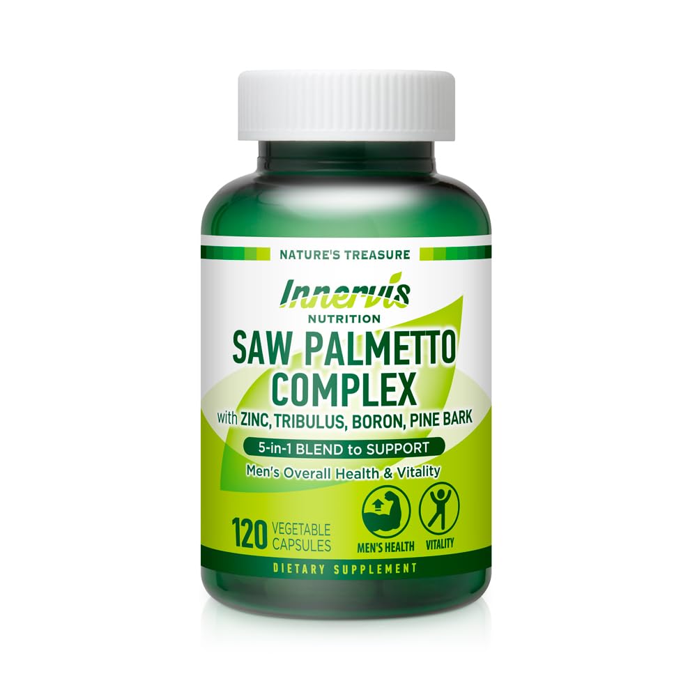 Prostate & Urinary Support for Men – 5-σε-1 Saw Palmetto Complex με ψευδάργυρο, Tribulus, Boron, Pine Bark – 120 κάψουλες Veggie