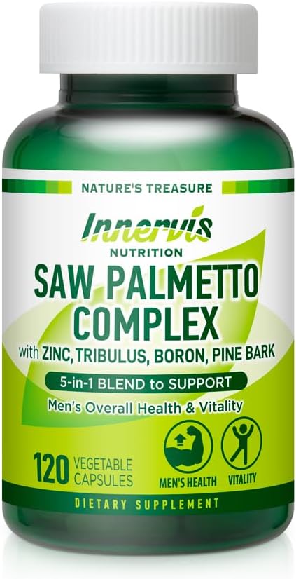 Prostate & Urinary Support for Men – 5-σε-1 Saw Palmetto Complex με ψευδάργυρο, Tribulus, Boron, Pine Bark – 120 κάψουλες Veggie
