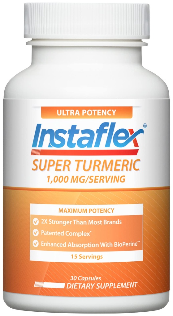 Instaflex Super Turmeric - 1000mg Turmeric Κουρκουμίνη με BioPerine, Black Pepper Extract, 95% Κουρκουμινοειδή, 30 Count