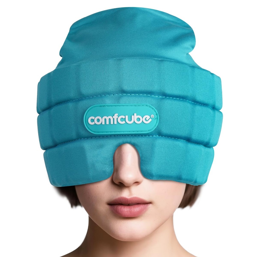 Migraine & Headache Relief Ice Cap, 2 Hours Long Lasting Cold Therapy Wearable & Washable Form Fitting Ice Hat for Sinus & Stress Relief, Puffy Eyes, Severe Migraines, Chemo