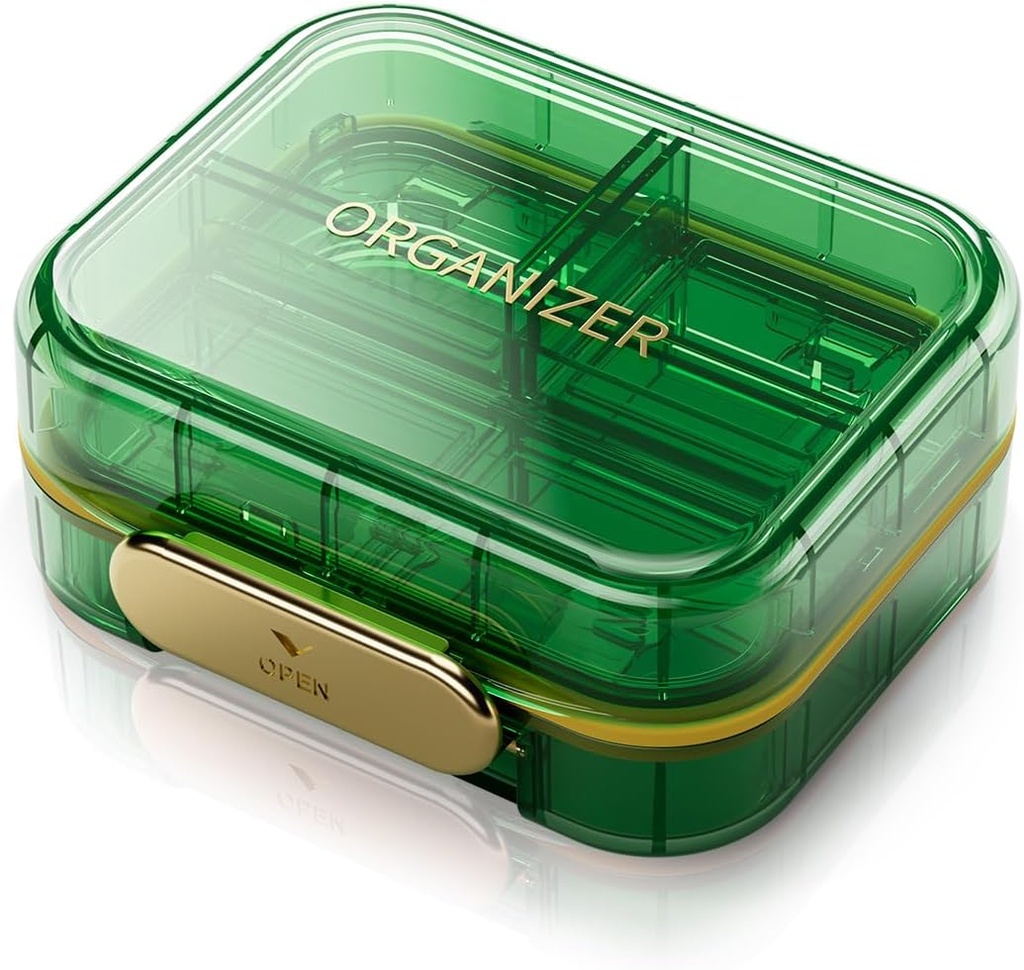 Φορητό Travel Pill Organizer με 7 διαμερίσματα - Perfect Weekly Pill Case Αδιάβροχο κουτί χάπια για την καθημερινή βιταμίνες και ιατρική, Μικρό δοχείο για Pocket Purse (Πράσινο)