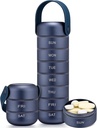 Zannaki Metal Weekly Pill Organizer, Big Travel Pill Box 7 Day, Αδιάβροχη υπόθεση ημερήσιων χαπιών με λαβή σιλικόνης, Αλουμινίου Κράμα Φορητή θήκη χαπιών για βιταμίνη, ιατρική, συμπλήρωμα, χάπια