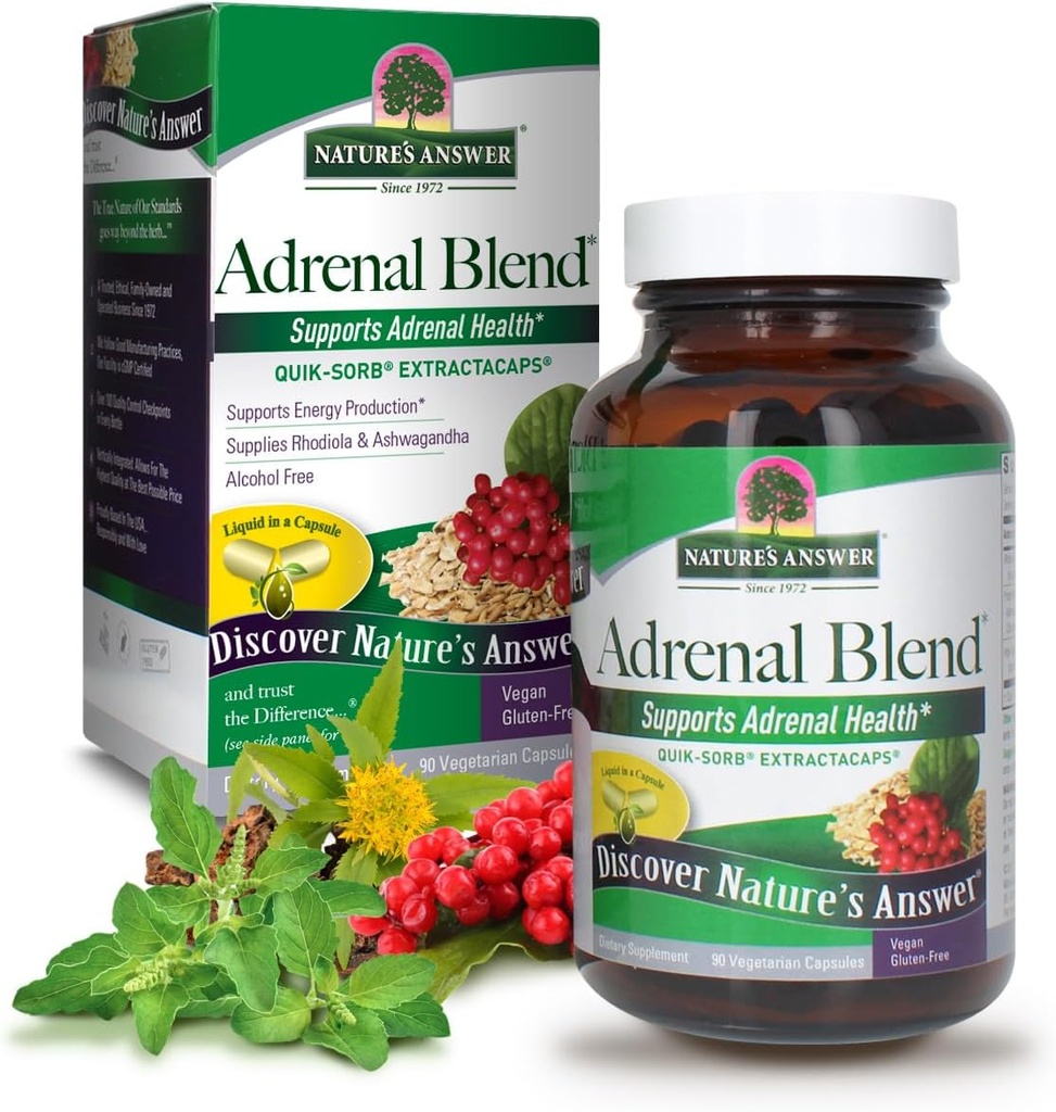 Απάντηση της φύσης Extracaps Adrenal Blend άγχος μακριά χορτοφάγους 90 κάψουλες Vegan χορτοφάγοι φυτικός συνδυασμός συμπλήρωμα διατροφής Όχι Κακή