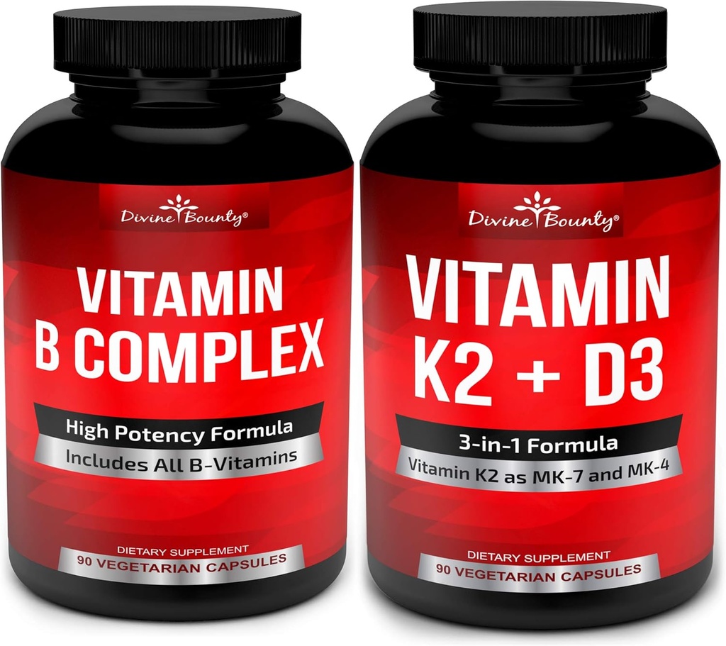 Divine Bounty Super B Complex Βιταμίνες & Βιταμίνη K2 με D3 Bundle