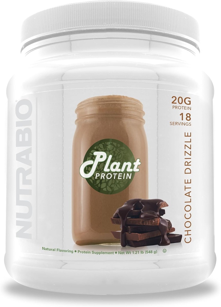 NutraBio Πρωτεΐνες φυτών σε σκόνη– Vegan Protein Powder – 20G Πρωτεΐνης ανά Σκούπα –Οργανική, Χωρίς λακτόζη και Χωρίς Γαλακτοκομικά- Σοκολάτα Drizzle 18 Σερβίρει