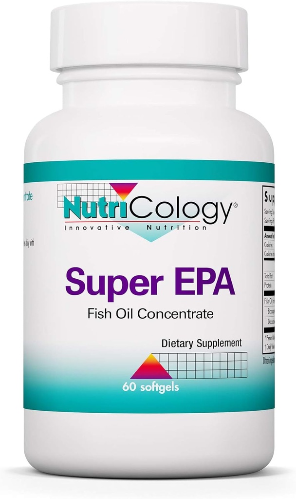 Nutricology Super EPA - Συμπλήρωμα Ωμέγα 3, συμπυκνωμένο ιχθυέλαιο, EPA, DHA, Ωμέγα 3 λιπαρά οξέα, Βιώσιμα-Πηγές αντσούγιες, Softgels - 60 κόμης