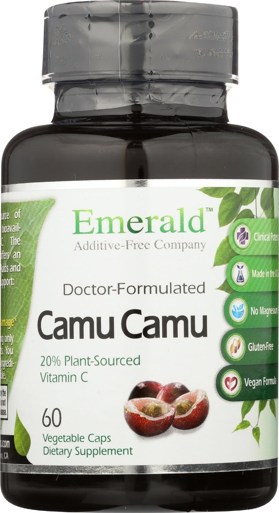 Emerald Labs Camu Camu - Φυτική-Πηγή Βιταμίνη C, Βιοφλαβονοειδή, Αμινοξέα & Β Βιταμίνες - Χωρίς γλουτένη, Vegan - 60 Καψάκια λαχανικών (30-Ημέρα προσφοράς)