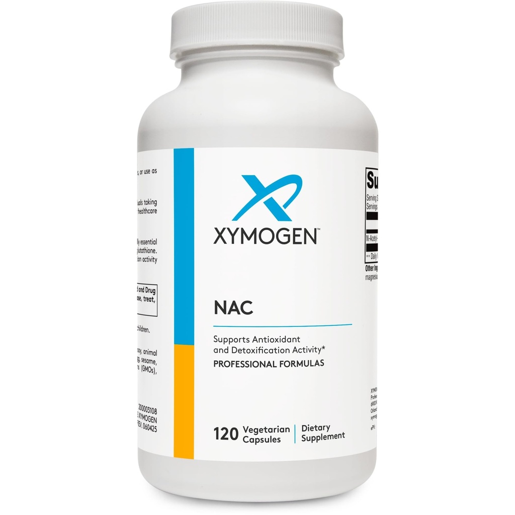 XYMOGEN NAC N-Acetyl-Cysteine 600mg - Καρδιαγγειακό, Αντιοξειδωτικό, Ηπατικό Detox + Συμπλήρωμα Ανοσολογικής Υποστήριξης - Υποστηρίζει τη σύνθεση γλουταθειόνης - Συμπλήρωμα NAC εκτός ΓΤΟ (120 κάψουλες)