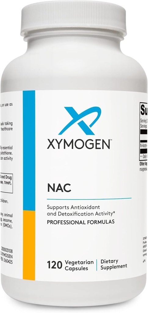 XYMOGEN NAC N-Acetyl-Cysteine 600mg - Καρδιαγγειακό, Αντιοξειδωτικό, Ηπατικό Detox + Συμπλήρωμα Ανοσολογικής Υποστήριξης - Υποστηρίζει τη σύνθεση γλουταθειόνης - Συμπλήρωμα NAC εκτός ΓΤΟ (120 κάψουλες)