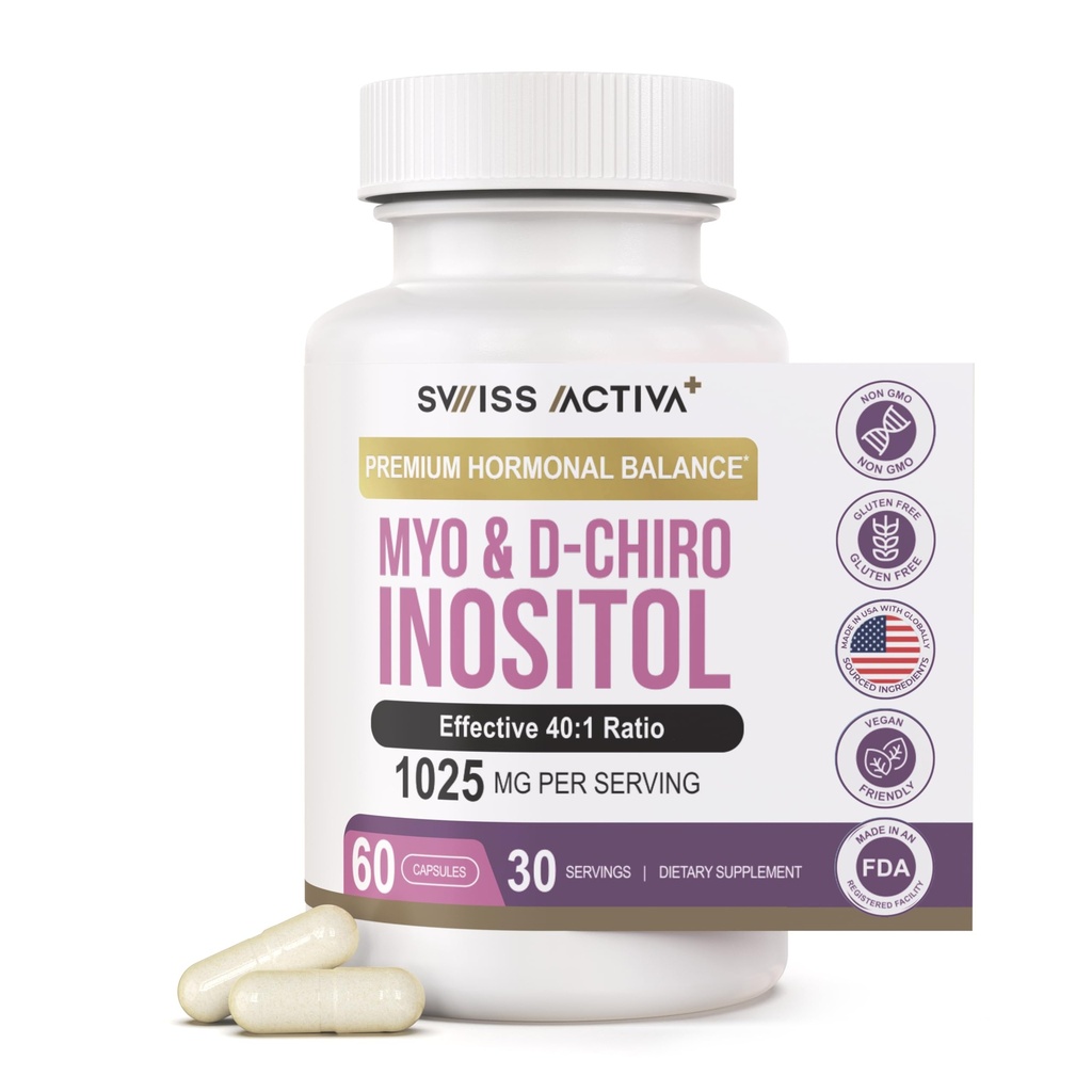 Ελβετική Activa+ Labs Myo Inositol Supplement & D-Chiro Inositol Supplement - Premium Hormone Balance for Women & PCOS Supplement - Ρυθμιζόμενος Εμμηνορρυσιακός Κύκλος - Υποστήριξη Ωαρίου - 30 Ημέρες Προμήθεια