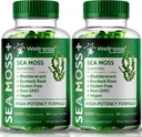 WELNESS LABSRX Sea Moss Gummies, 3200mg Ιρλανδική Θάλασσα Μος μικτή γεύση μούρου με μέγιστη ισχύς Bladerwrack και Burdock Root - Υποστηρίζει το δέρμα, την ενέργεια και την ασυλία - 180 κόμης