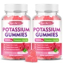 2 Pack Gummies κάλιο, Χλωριούχο κάλιο 1000mg για ενήλικες, χωρίς ζάχαρη Συμπληρώματα καλίου Gummies Υποστήριξη Ηλεκτρολύτη Ισορροπία & Πόδι Cramps για γυναίκες & άνδρες, Βατόμουρο Γεύση, 120 Count