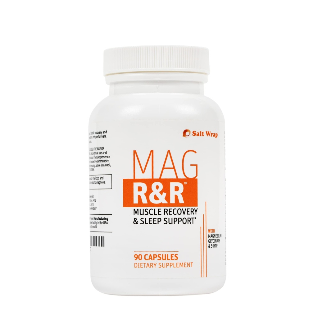 SaltWrap Mag R&R - Υποστήριξη κατά τη διάρκεια της νύχτας των μυών Cramps, Φυσική υποστήριξη ύπνου για ενήλικες με Μαγνήσιο Γλυκινικό για μυών Spasm και πόδια Cramps ανακούφιση, 90 κάψουλες