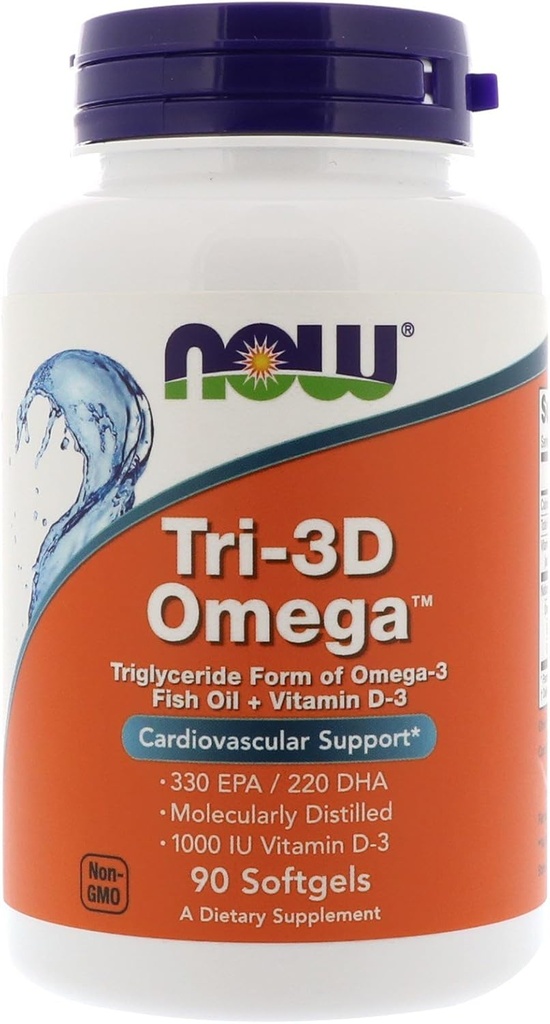 Now Foods Now Foods, (3 Pack) Tri-3D Omega, 330 EPA/220 DHA, 90 Softgels