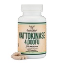 Συμπλήρωμα Nattokinase 4.000 FU Σερβίρει, 120 κάψουλες (Αφαιρούνται από την ιαπωνική Natto) Συστηματικά Ένζυμα για Καρδιαγγειακό και Κυκλοφορικό Υποστήριξη από Διπλό Ξύλο