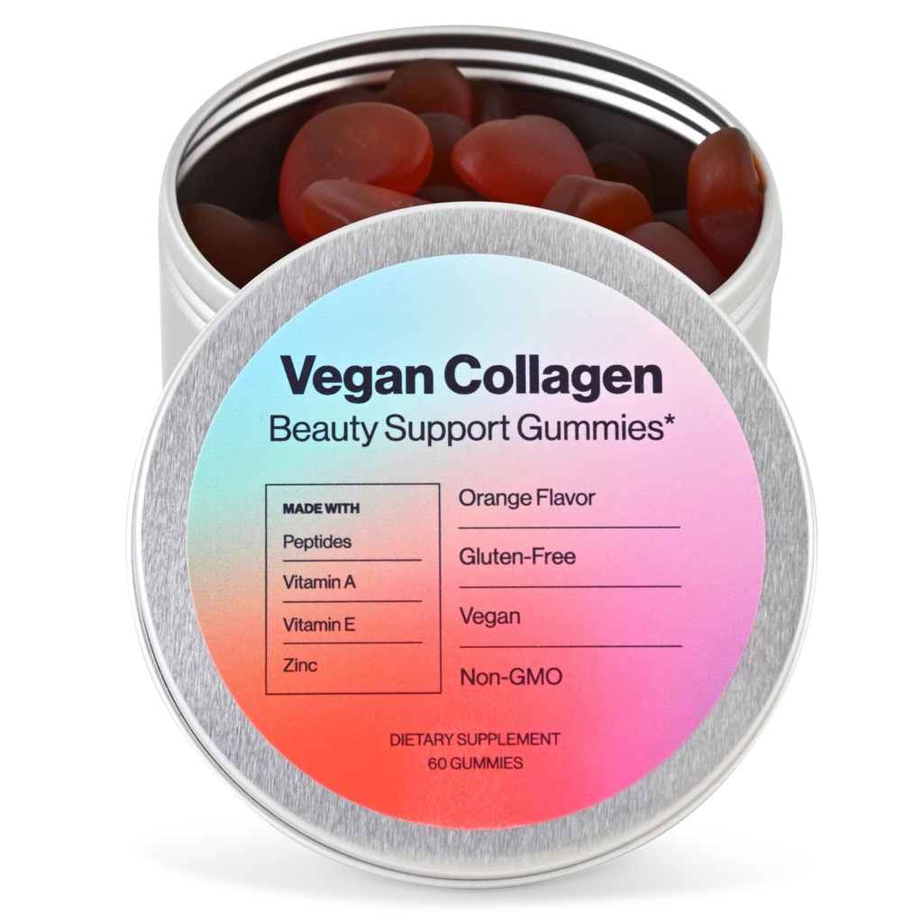 Vegan υποστήριξη ομορφιάς Gummies Collagen Booster με βιοτίνη, βιταμίνη C, Α, Ε, φολικό οξύ, και περισσότερα - 60 Gummies - πλαστικό-ελεύθερος κασσίτερος - Κατασκευασμένος με φυσικά συστατικά