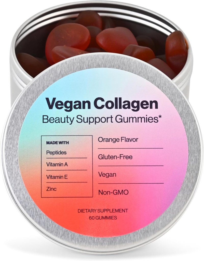 Vegan υποστήριξη ομορφιάς Gummies Collagen Booster με βιοτίνη, βιταμίνη C, Α, Ε, φολικό οξύ, και περισσότερα - 60 Gummies - πλαστικό-ελεύθερος κασσίτερος - Κατασκευασμένος με φυσικά συστατικά