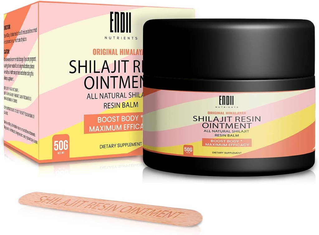Shilajit Resin w/Fulvic Acid & Trace Minerals, 100% Pure Shilajit with 85+ Humic Acid Supplement Gel, Αύξηση Μεταβολισμού, Ενέργειας & Ανοσοποιητικού Συστήματος - 100 Servings / 60g per Serving 1.67oz