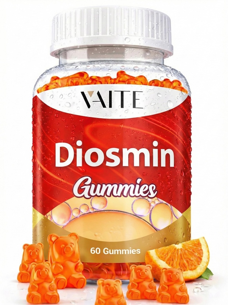VAITE Diosmin 1000mg - Συμπληρώματα υποστήριξης Vein για Veins Veins - συμπλήρωμα υγείας ποδιών Φόρμουλα Venous Βελτιστοποιητής, Citrus Bioflavonoids, Βοηθά στην κυκλοφορία για τα πόδια, Chews Gummy, 60 Vegan Gummies