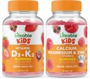 Βιώσιμη βιταμίνη D3 + Βιταμίνη K2 Kids + Ασβέστιο Μαγνήσιο & Ψευδάργυρος παιδιά, Gummies Bundle - Μεγάλη γεύση, συμπλήρωμα βιταμίνης, Χωρίς γλουτένη, GMO δωρεάν, Μασώμενα Gummy