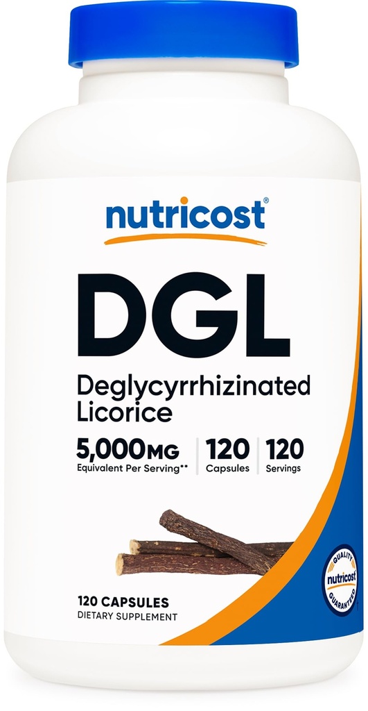 Κάψουλες Εκχυλίσματος γλυκόριζας DGL Deglycyrrhizinated (εκχύλισμα 500mg, ισοδύναμο με 5, 000mg Licorice, 120 υπηρεσίες) - Μη ΓΤΟ, Vegan