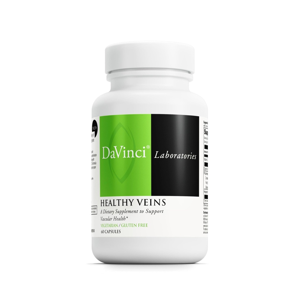 DAVINCI Labs Healthy Veins - Συμπλήρωμα διατροφής για την υποστήριξη της αγγειώδους υγείας και σωστή δομή του σκέλους Veins* - με βιταμίνη C, Diosmin, και More - Χωρίς γλουτένη - 60 κάψουλες λαχανικών