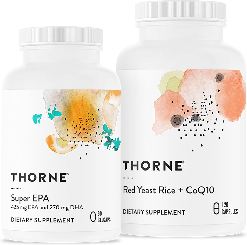 THORNE - Super EPA και Red Yeast Rice & CoQ10 Bundle - Υποστηρίζει Cardiovascluar, αρθρώσεις, εγκέφαλος, και την υγεία του δέρματος - 90 έως 120 υπηρεσίες