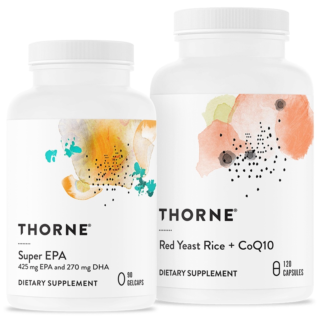THORNE - Super EPA και Red Yeast Rice & CoQ10 Bundle - Υποστηρίζει Cardiovascluar, αρθρώσεις, εγκέφαλος, και την υγεία του δέρματος - 90 έως 120 υπηρεσίες