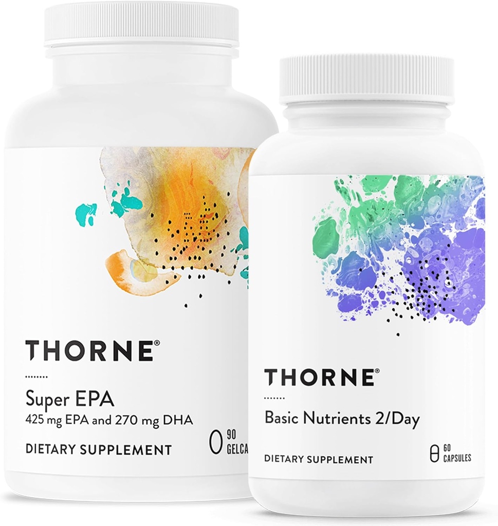 THORNE - Wellness Essentials Bundle - Omega-3 & Multivitamin Combo - Super EPA & Βασικά θρεπτικά συστατικά 2/Day - 30 Υπηρεσίες