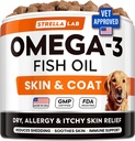 StrellaLab Omega 3 για σκύλους - (180Ct) Ιχθυέλαιο Θεραπείες - Αλλεργία & Itch Relief Skin & Coat Supplement - Ξηρό Ίτσι Δέρμα, Αντι Shedding & Hot Spots Θεραπεία - Κατοικίδια Μασουράκια Λάδι σολομού - Κοτόπουλο Γεύση