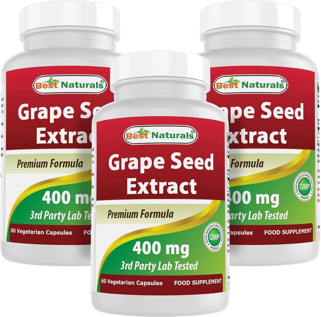 Best Naturals Grape Seed Extract 400 mg 60 Vcaps (60 Count (Pack of 3))