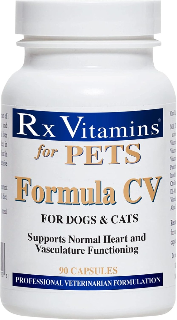 Rx Vitamins Formula CV for Dogs & Cats - Υγεία καρδιάς γάτας και σκύλου - Αιλουροειδής & κυνικός Καρδιακή Υποστήριξη - 90 ct