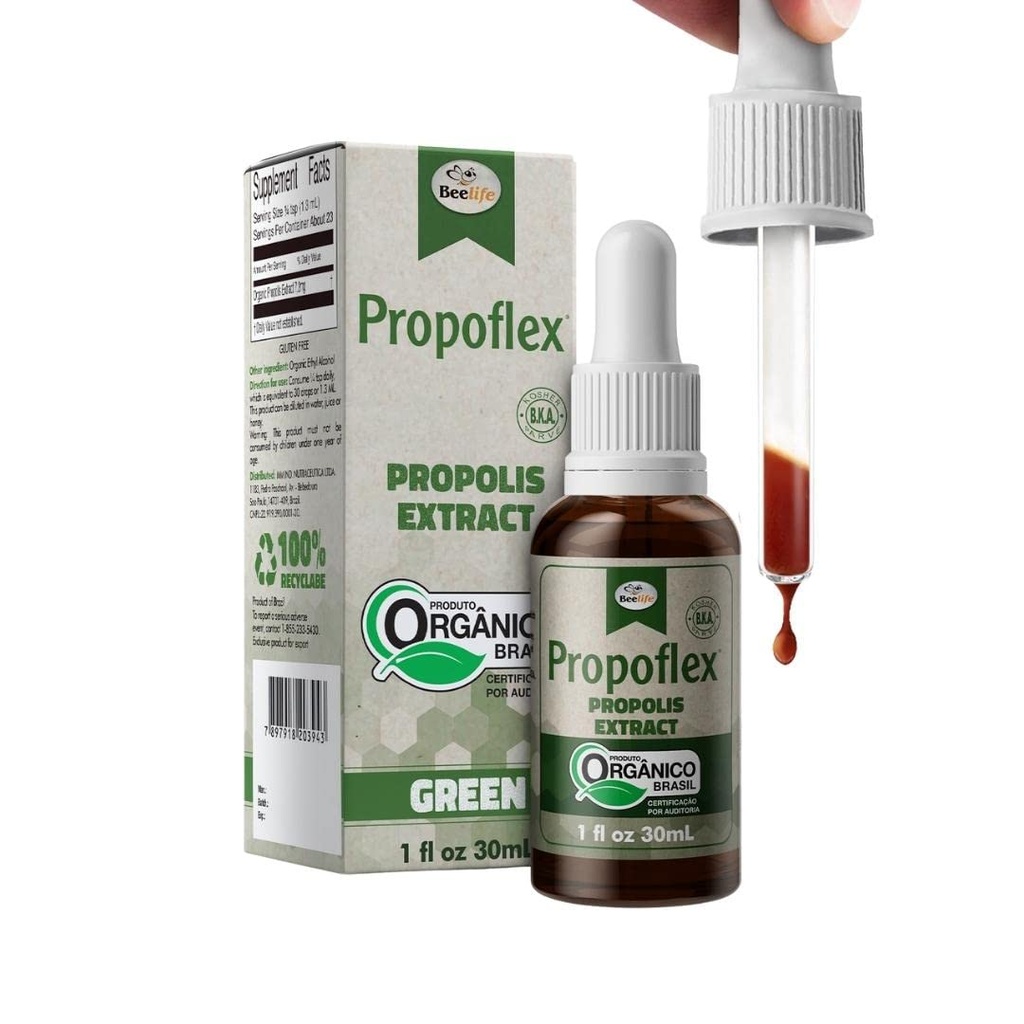 Beelife Propoflex Organic Green Propolis Extract - Υψηλή Artepillin-C επίπεδα, Αντιοξειδωτικό-Rich συμπλήρωμα για τη συνολική ευεξία - Φυσικό & Kosher-Friendly συμπλήρωμα διατροφής - Made In Brazil, 1 Fl. Oz.