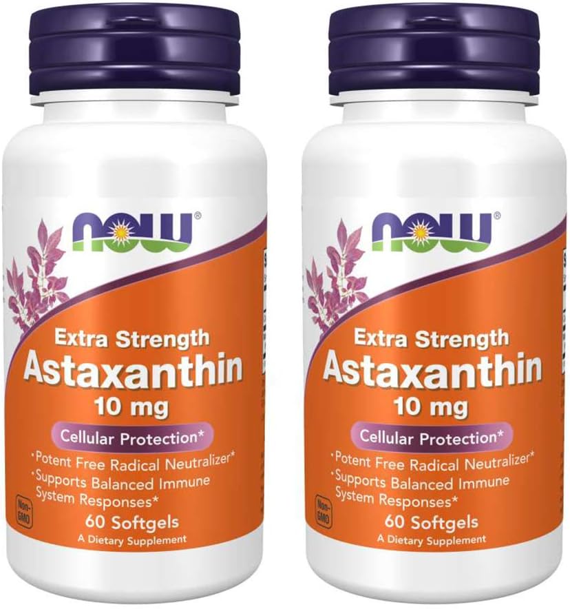 NOW Foods Astaxanthin 10mg 60 SoftGels (2 Pack)