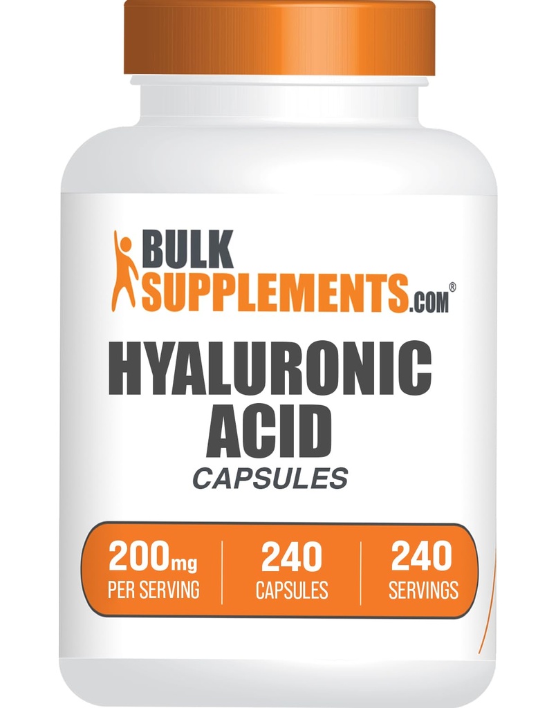 BulkSupplements.com Καψάκια Υαλουρονικό οξύ - Υαλουρονικό οξύ Συμπληρώματα, Υαλουρονικό οξύ 200mg - Χωρίς γλουτένη, 1 καψάκιο ανά υπηρεσία, 240 Count (Pack of 1)