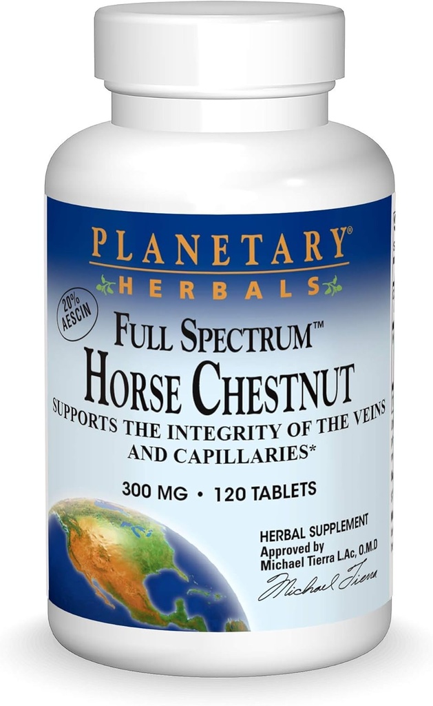 Planetary Herbals Full Spectrum Horse Chestnut, Υποστηρίζει την Ακεραιότητα των Veins και των τριχοειδών *, 500 mg - 120 δισκία