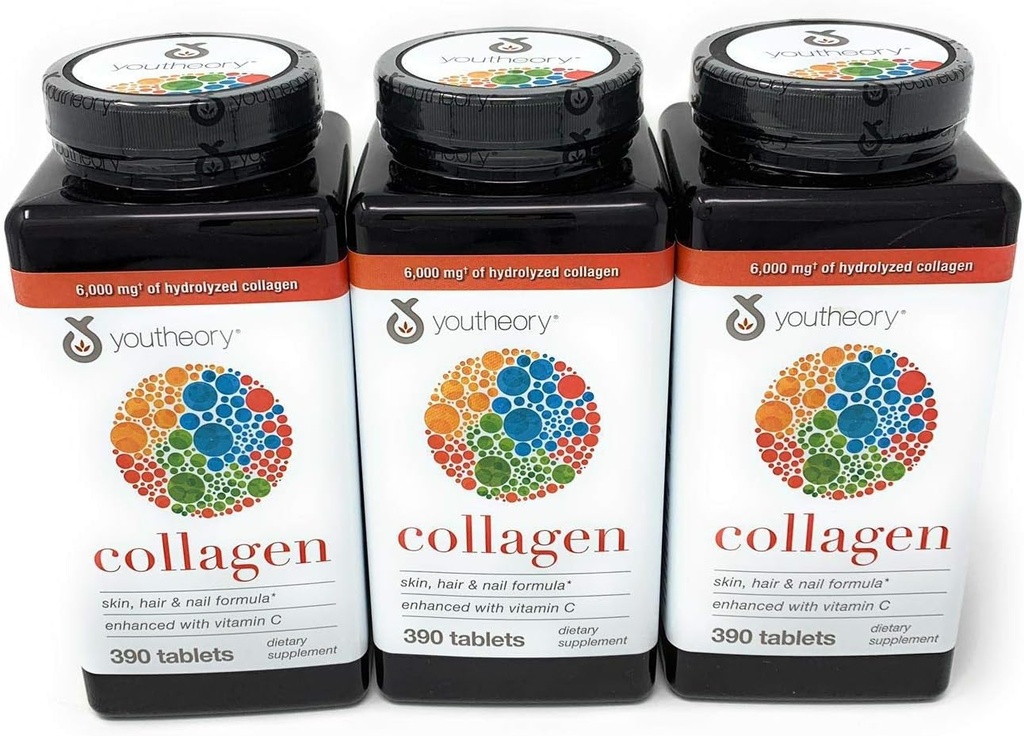 Youtheory Collagen Advanced Formula Tablets - 390 ct (3 Συσκευασία για Σύνολο 1170 Tablets)