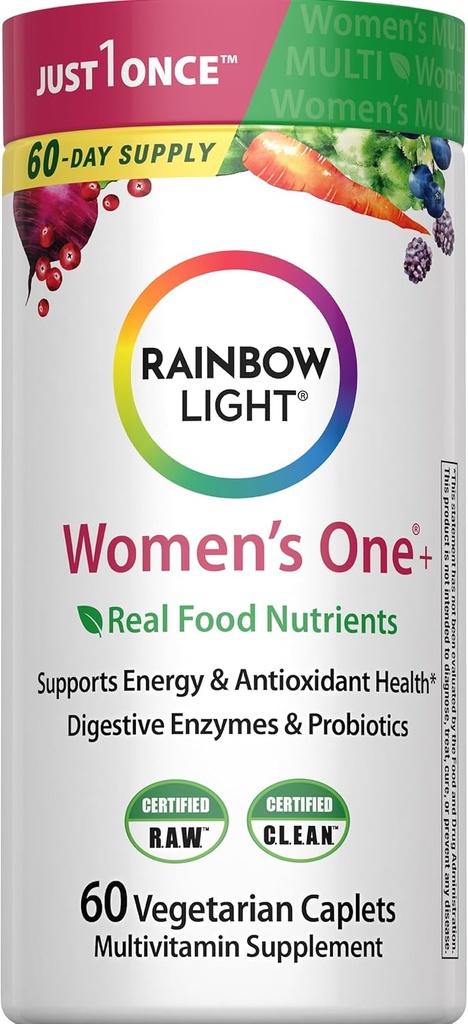 Rainbow Light Womens Μια υψηλής ισχύος καθημερινή πολυβιταμίνη, Womens Multivitamin παρέχει υψηλής ισχύος ανοσοποιητική υποστήριξη, με βιταμίνη C, βιοτίνη και Ashwagandha, χορτοφάγους, 60 Count