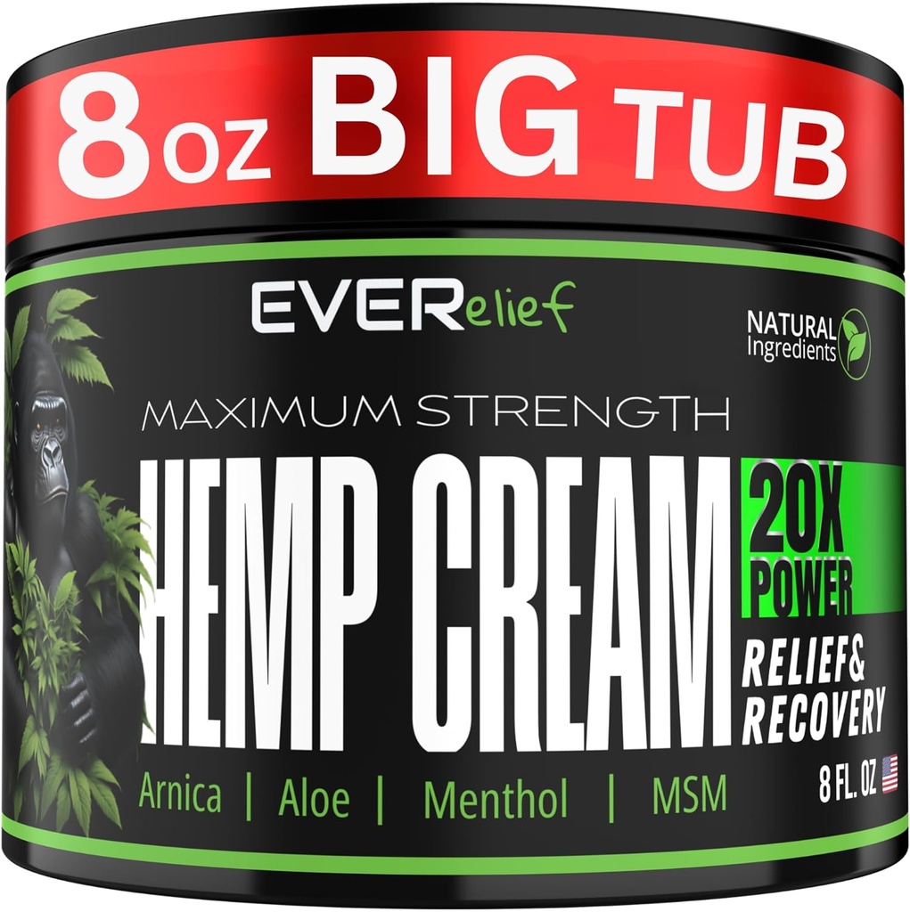 Κρέμα κάνναβης Maximum Strength Relief Cream 8 OZ - Relieve Knee, Hip, Joint, Muscle & Lower Back Pain Support 