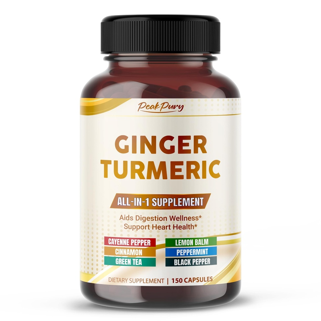 Ultra Ginger & Turmeric Aids Digestion & Supports Heart Health – Περιλαμβάνει πιπέρι καγιέν, βάλσαμο λεμόνι, κανέλα, μέντα, πράσινο τσάι - Made in The USA- 150 Capsles