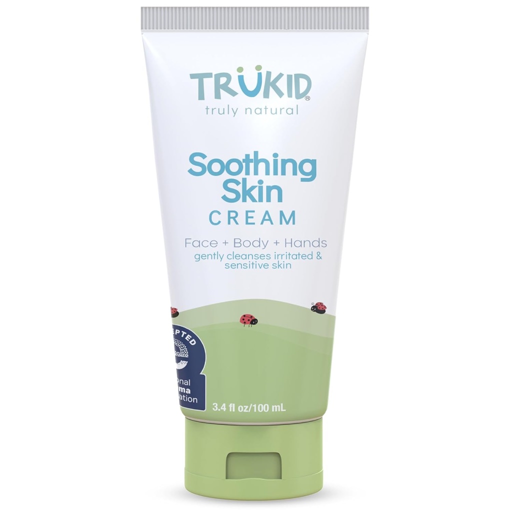 TruKid Φυσική Κρέμα Έκζεμα για Παιδιά, Τόντλερ & Μωρά, NEA-Αποδεκτή για Έκζεμα, Ασφαλές για Ευαίσθητο Δέρμα στο Πρόσωπο, Σώμα, & Χέρια, Αρωματισμένα, Ενυδατικά & Ενυδατώνει Ερεθισμένο & Ιτσυ Δέρμα, 3.4oz
