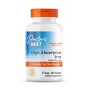 Doctor's Best High Absorption Iron Tablet with Ferrochel, Gentle on The Stomach, Immune Health, Blood Health, 27 mg