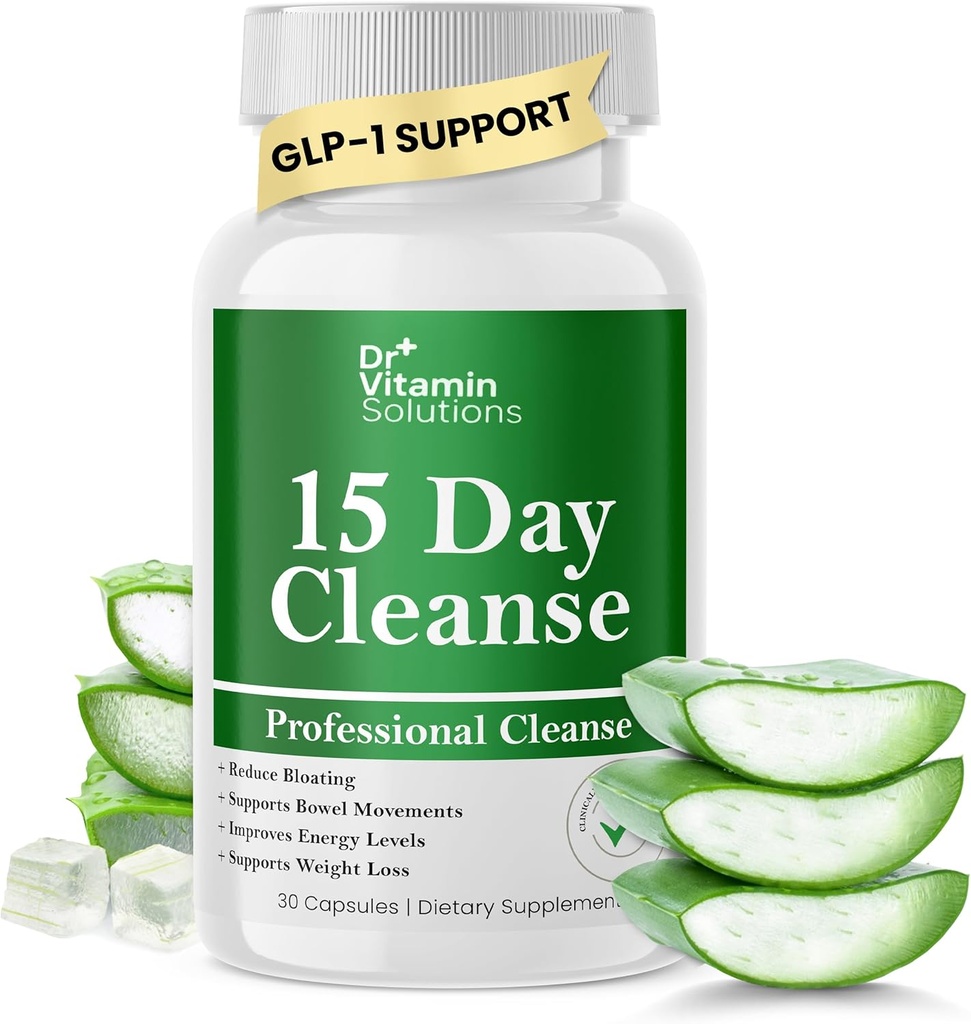 DR VITAMIN SOLUTIONS 15 Day Gut Cleanse Detox for Women, GLP-1 Support - Natural Colon & Detox Cleanse for Weight Loss - Bloating & Constipation Relief - Flushes Toxins & Supports Immunity - 30 Ct.
