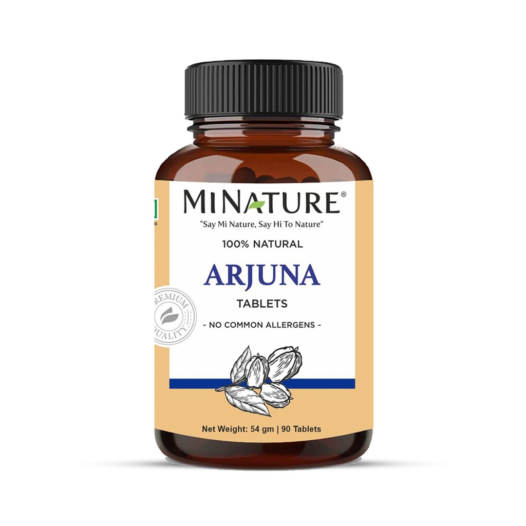 Arjuna Tablets by mi Nature -90 Tablets, 1000mg | 45 Day Supply | 100% Natural Arjuna Tablet | Arjun bark | Saraca Indica | from India