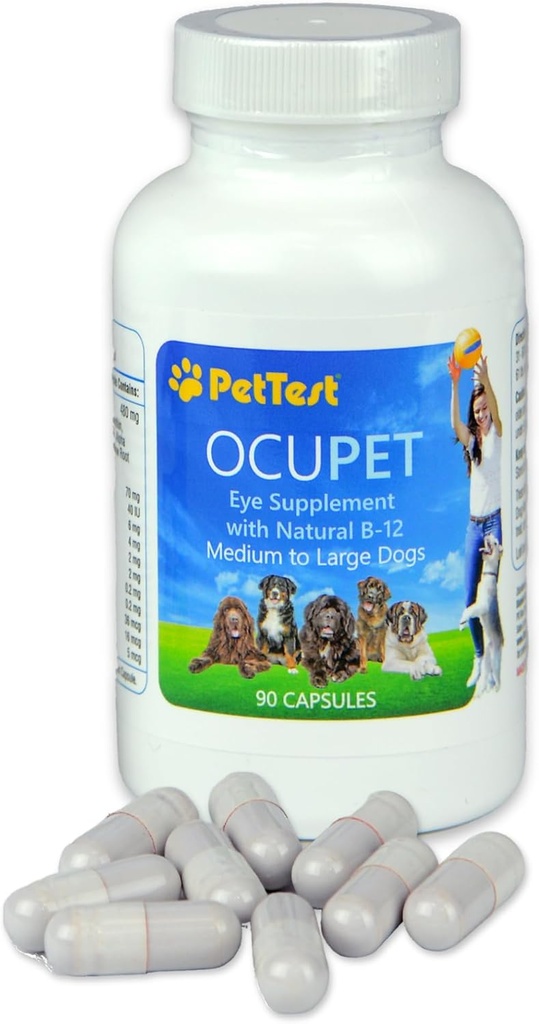 Ocupet Advanced Vision and Eye Health Supplement for Medium to Large Dogs Packed with Natural B12, Grape Seed Extract and Lutein to Support Pets with Diabetes or Eye Related Conditions-90 Κάψουλες