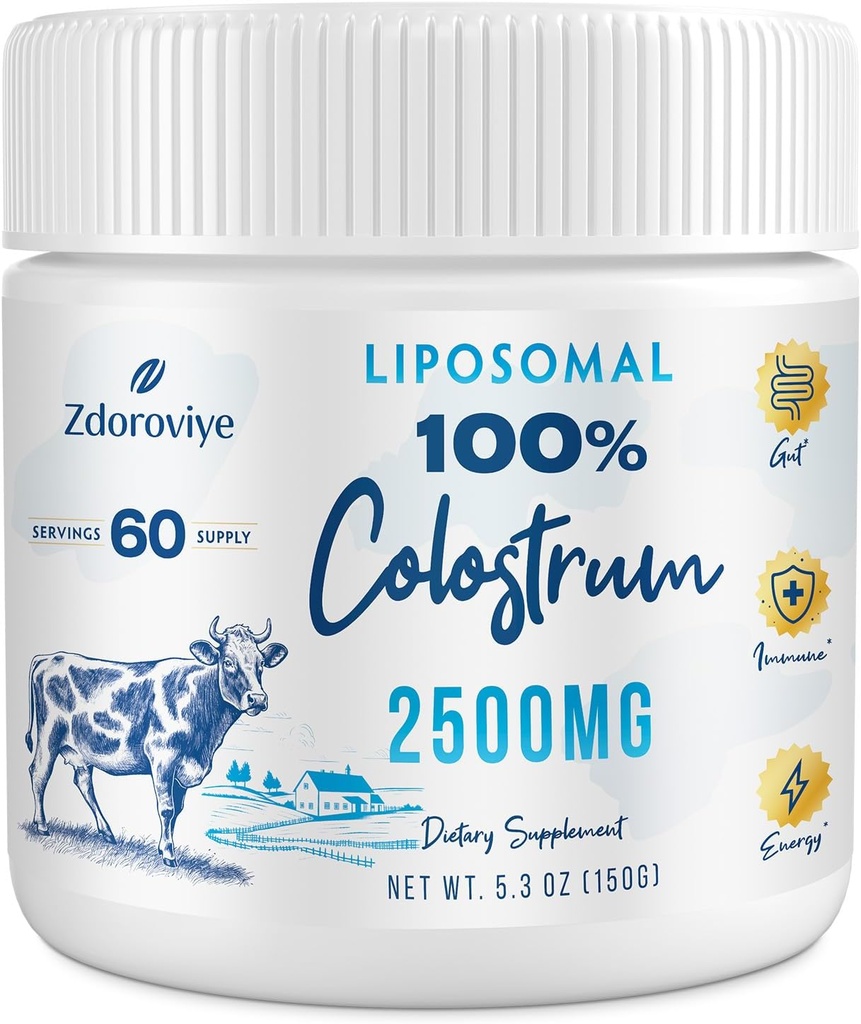 Liposomal Bovine Colostrum Powder Supplement 2500 mg, Υψηλότερη Απορρόφηση από το Κανονικό Βοοειδή Colostrum (60 Servings)