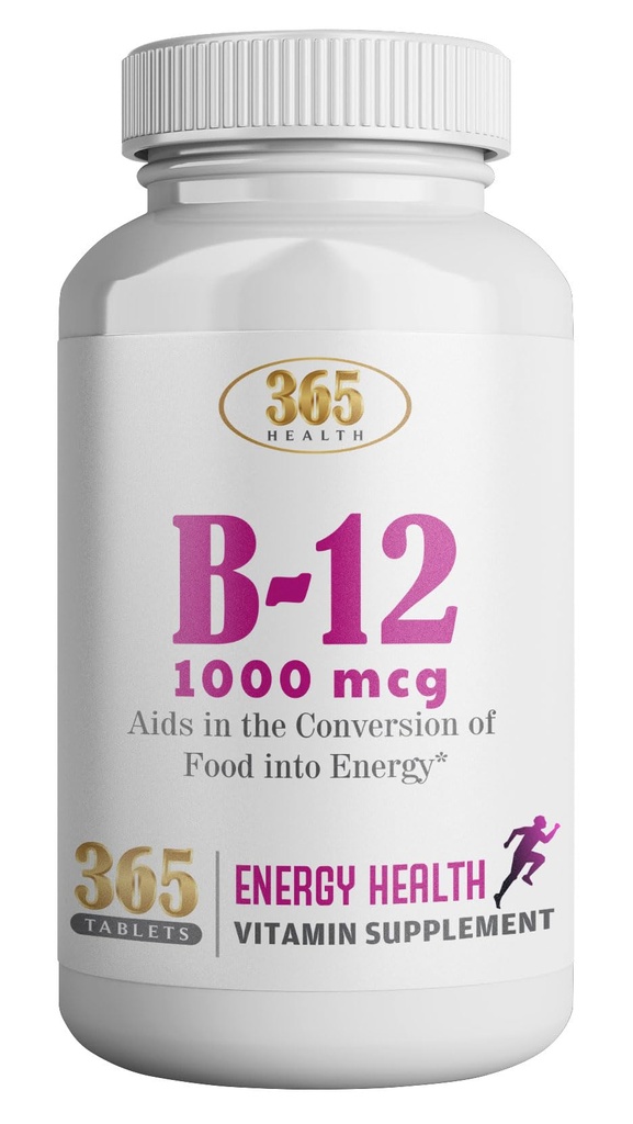 365 Υγεία από HealthLIFE Βιταμίνη B12 1000mcg δισκία, Υποστήριξη μετατροπής ενέργειας, Συμπλήρωμα διατροφής για την υποστήριξη του μεταβολισμού ενέργειας, 365 Ημέρα προσφοράς