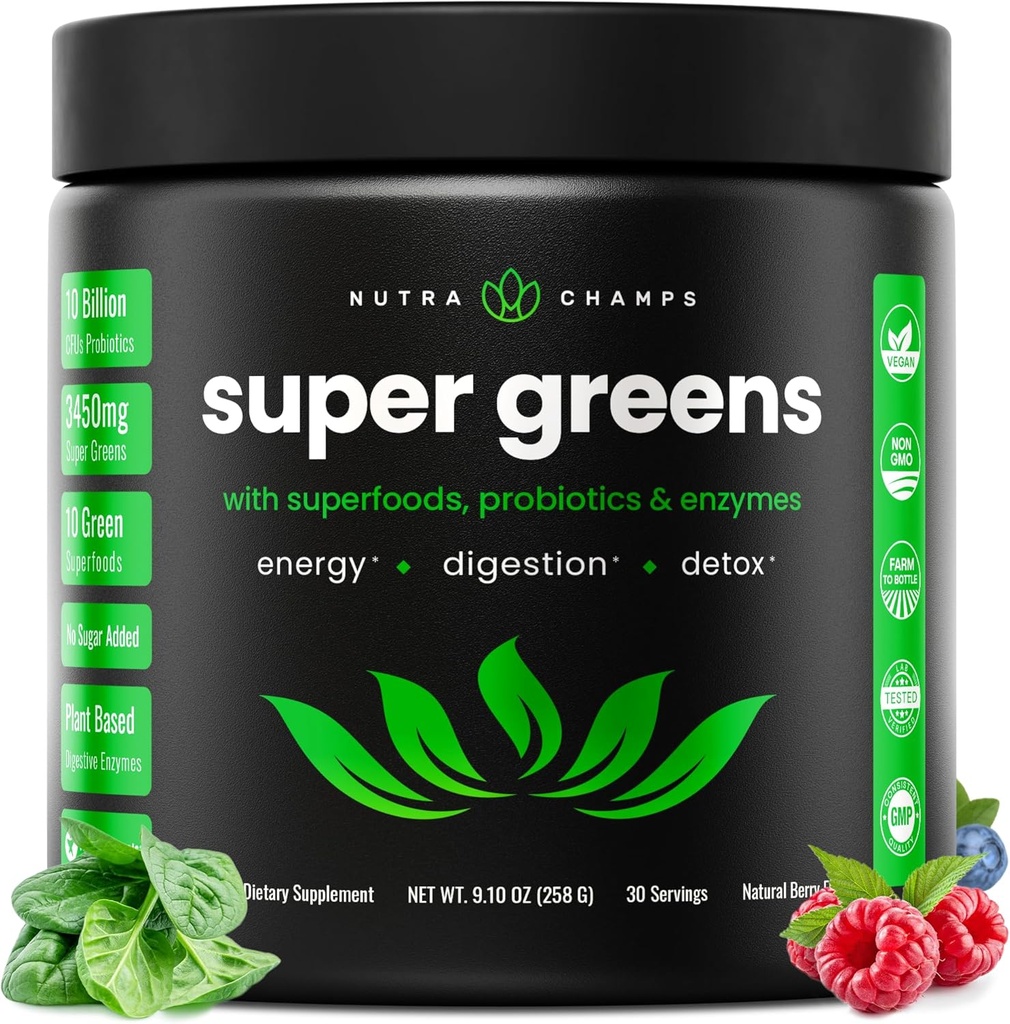 NutraChamps Super Greens Powder Premium Superfood 